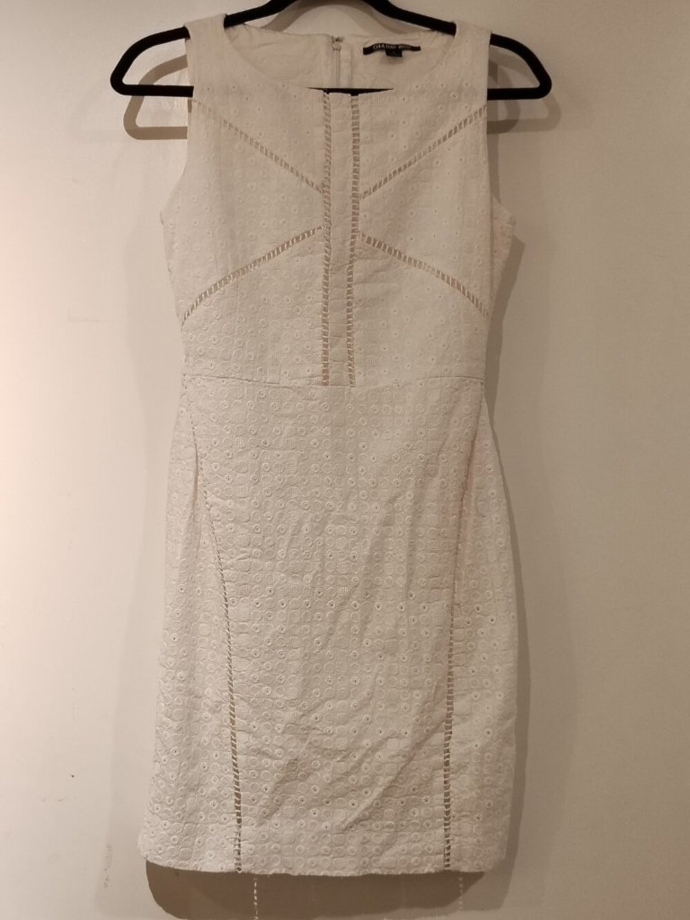 White Eyelet Sleeveless Sheath Mini Dress - Picture 7 of 8